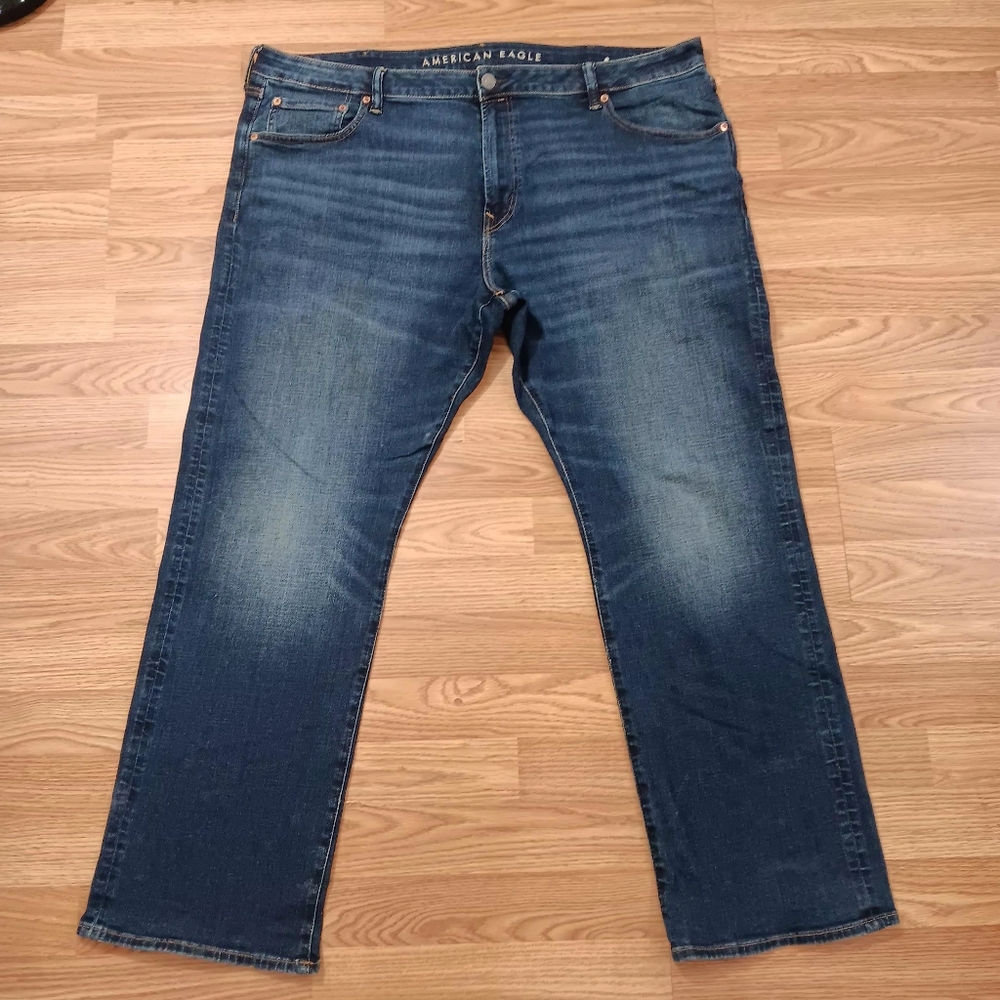 American Eagle Original Bootcut Mens Jeans 44x32 Blue Denim Stretch